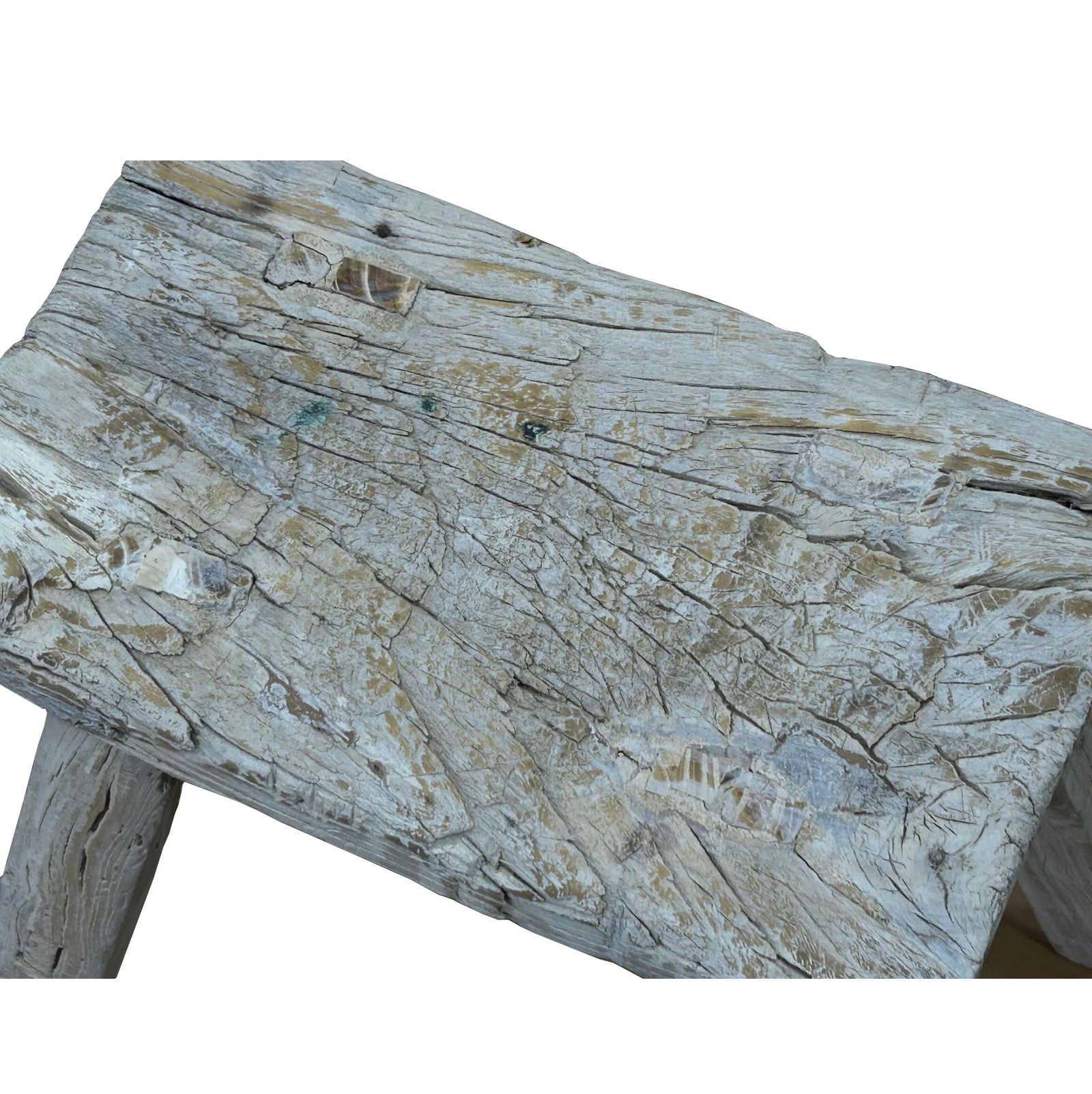 Rustic Raw Rough Wood Grain Rectangle Slim Stool Bench Side Table - 8