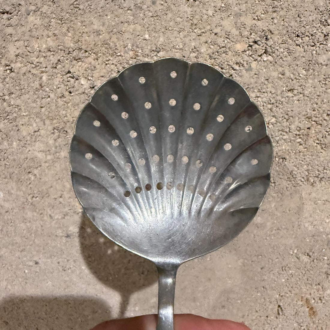 Antique Silver Strainer Slotted Spoon - 4