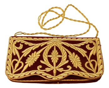Red Velvet Embroidered 1960s Clutch Fez Morocco