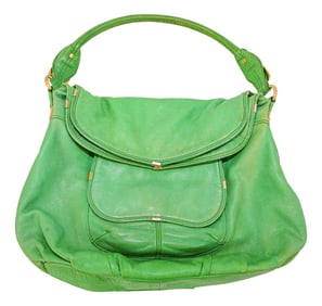 B. Makowsky Green Leather Shoulder Bag