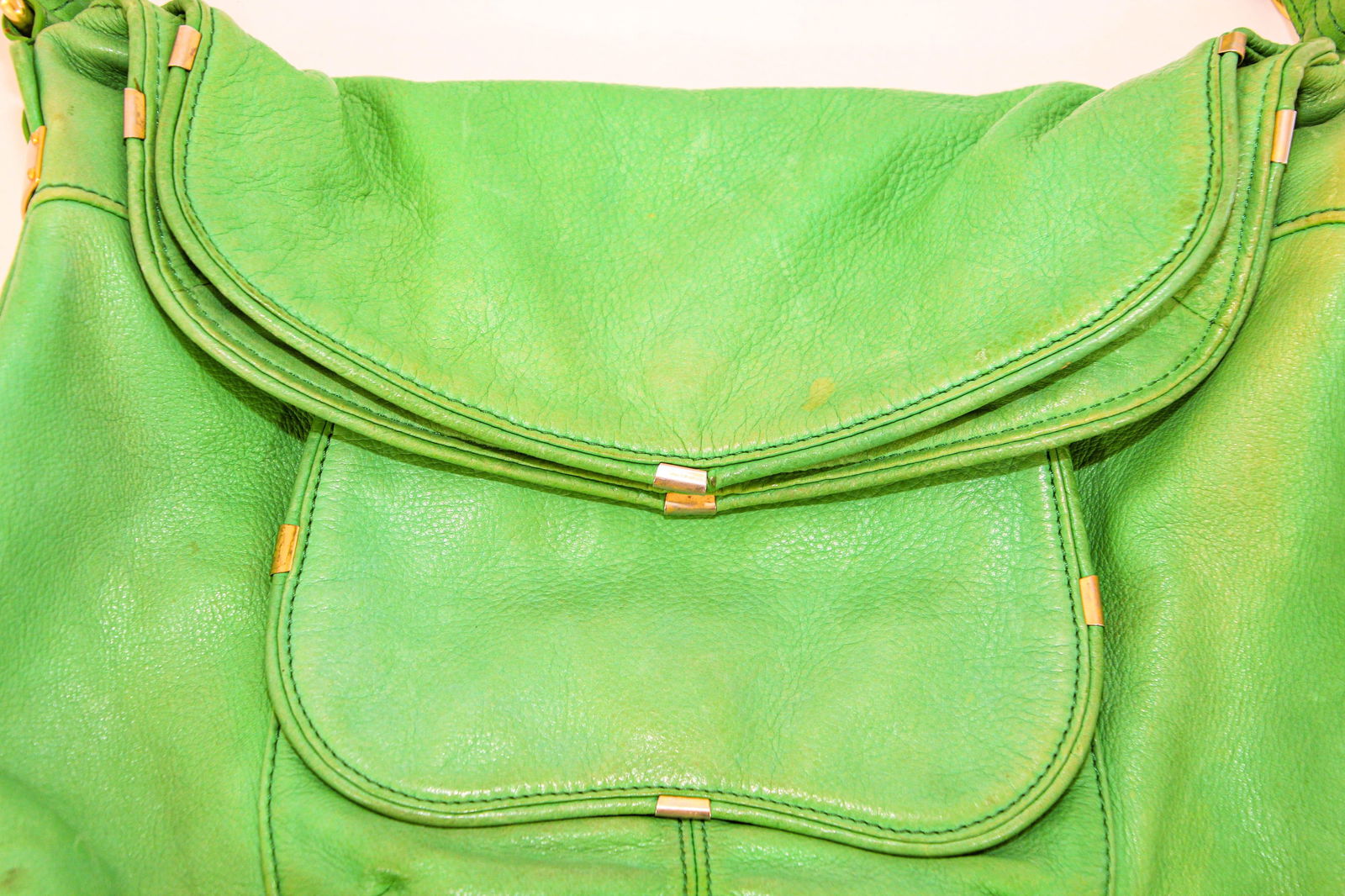 B. Makowsky Green Leather Shoulder Bag - 6
