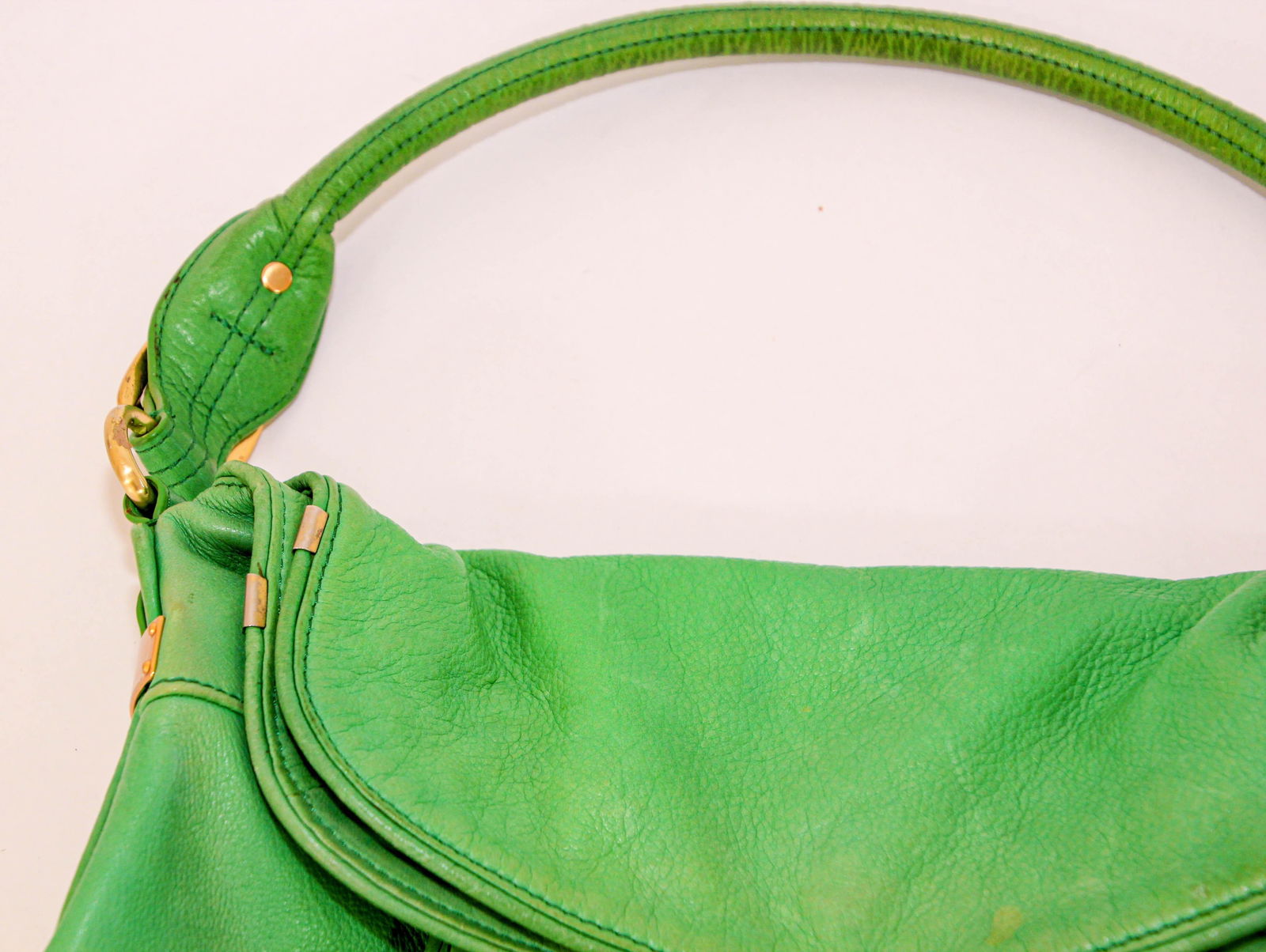 B. Makowsky Green Leather Shoulder Bag - 7