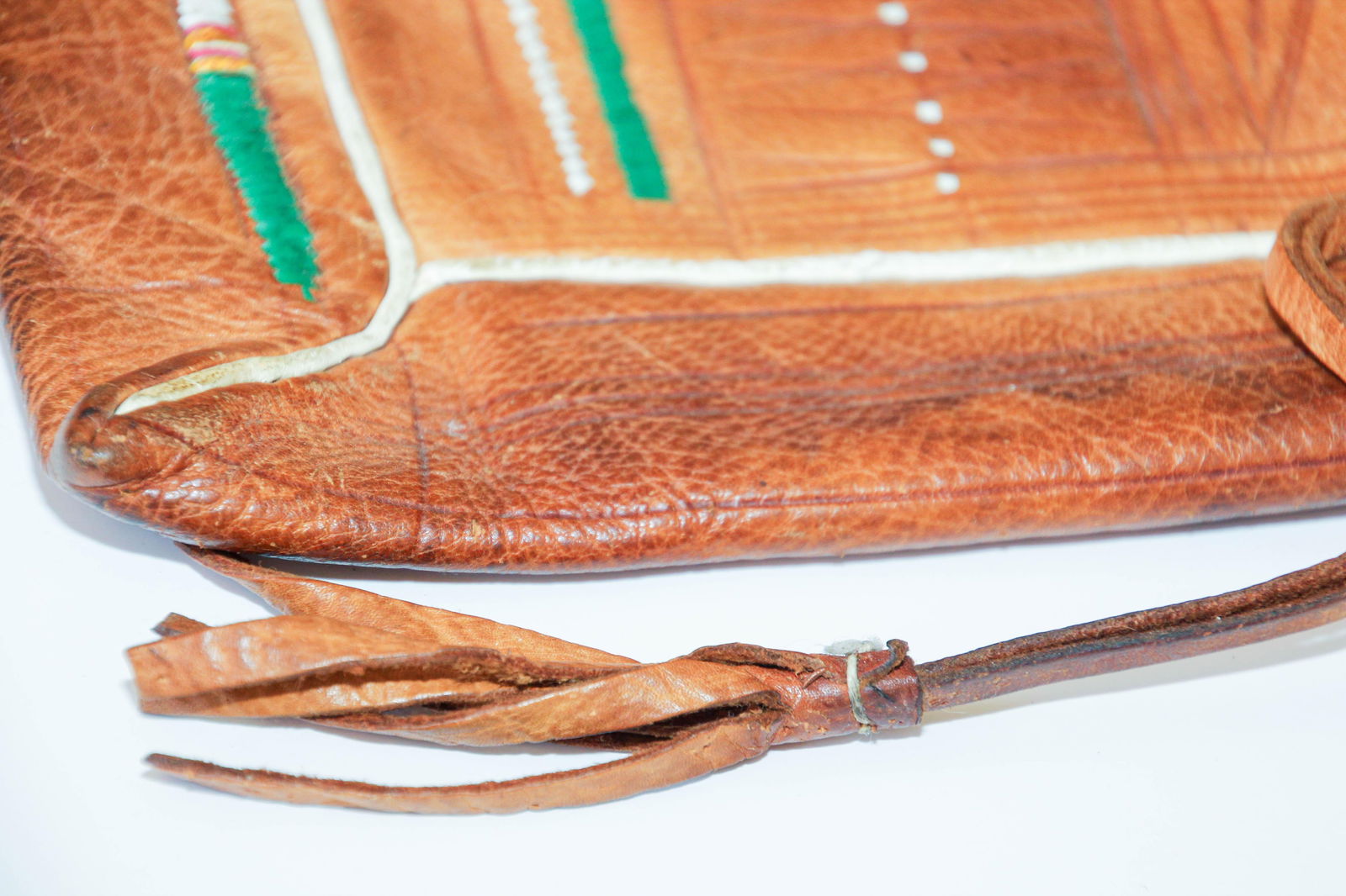 Antique African Tuareg Moroccan Shoulder Leather Bag 1960's Collectible - 4