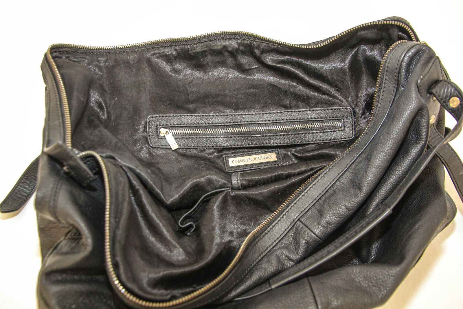 Charles Jourdan Black Leather Satchel Handle Computer Bag - 4
