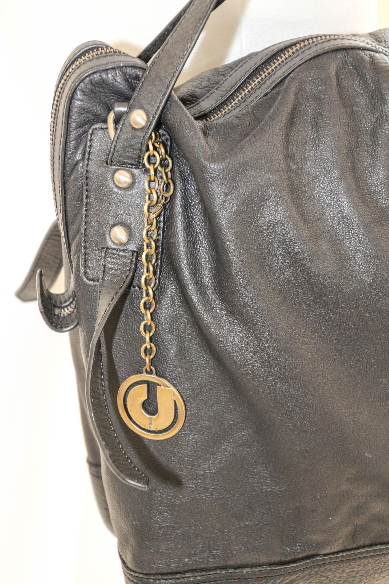 Charles Jourdan Black Leather Satchel Handle Computer Bag - 6