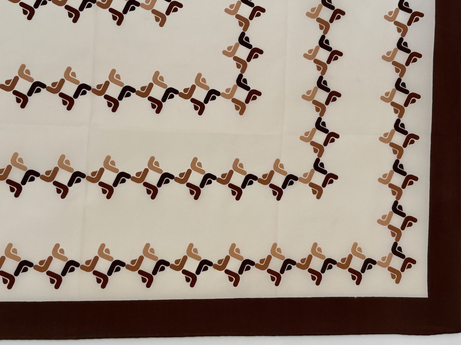 Franzi Silk Scarf Brown and White 1970s - 11