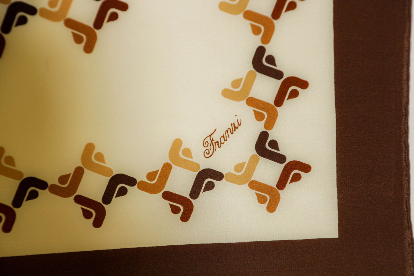 Franzi Silk Scarf Brown and White 1970s - 8