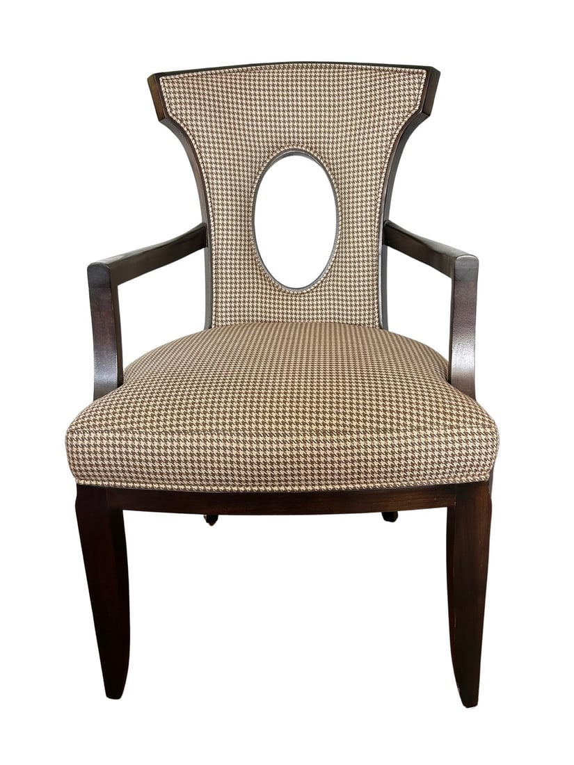 Vintage Henredon Barbara Barry Attributed Mahogany Armchair With Houndstooth Upholstery (1 of 7)