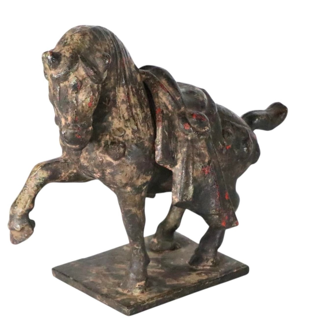 Early 20th Century Cast Iron Tang Dynasty War Horse by Wony Japan - 2