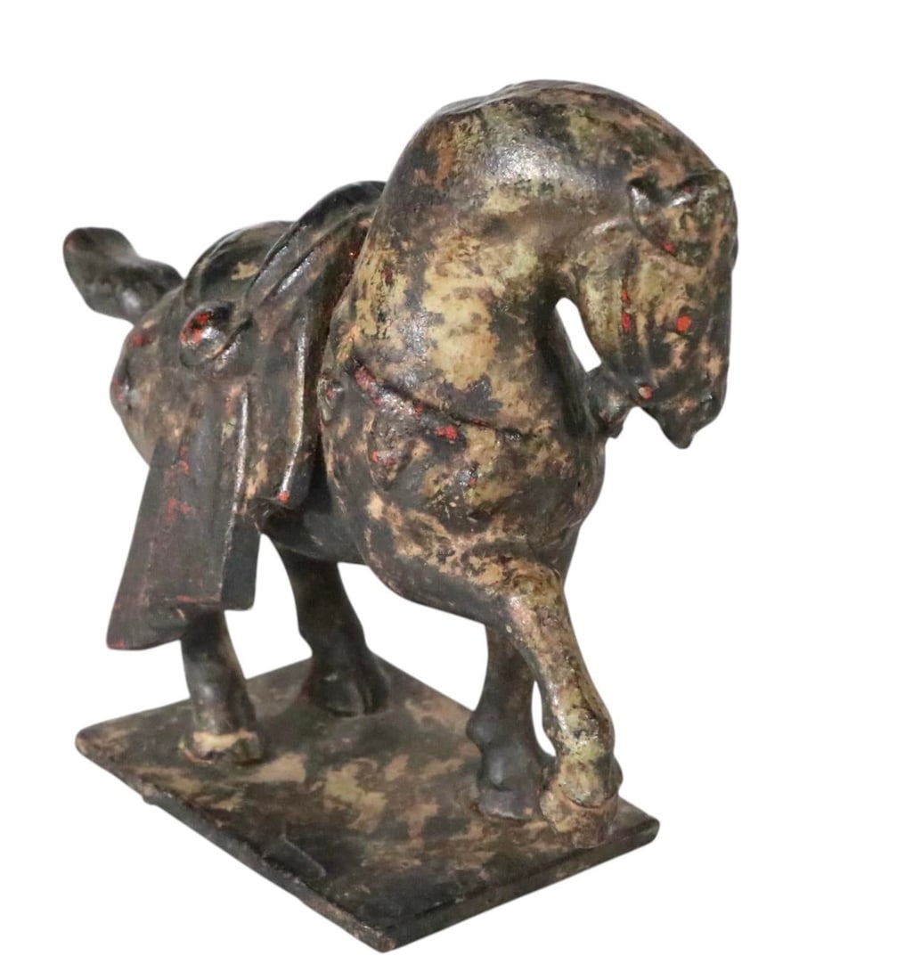 Early 20th Century Cast Iron Tang Dynasty War Horse by Wony Japan - 3