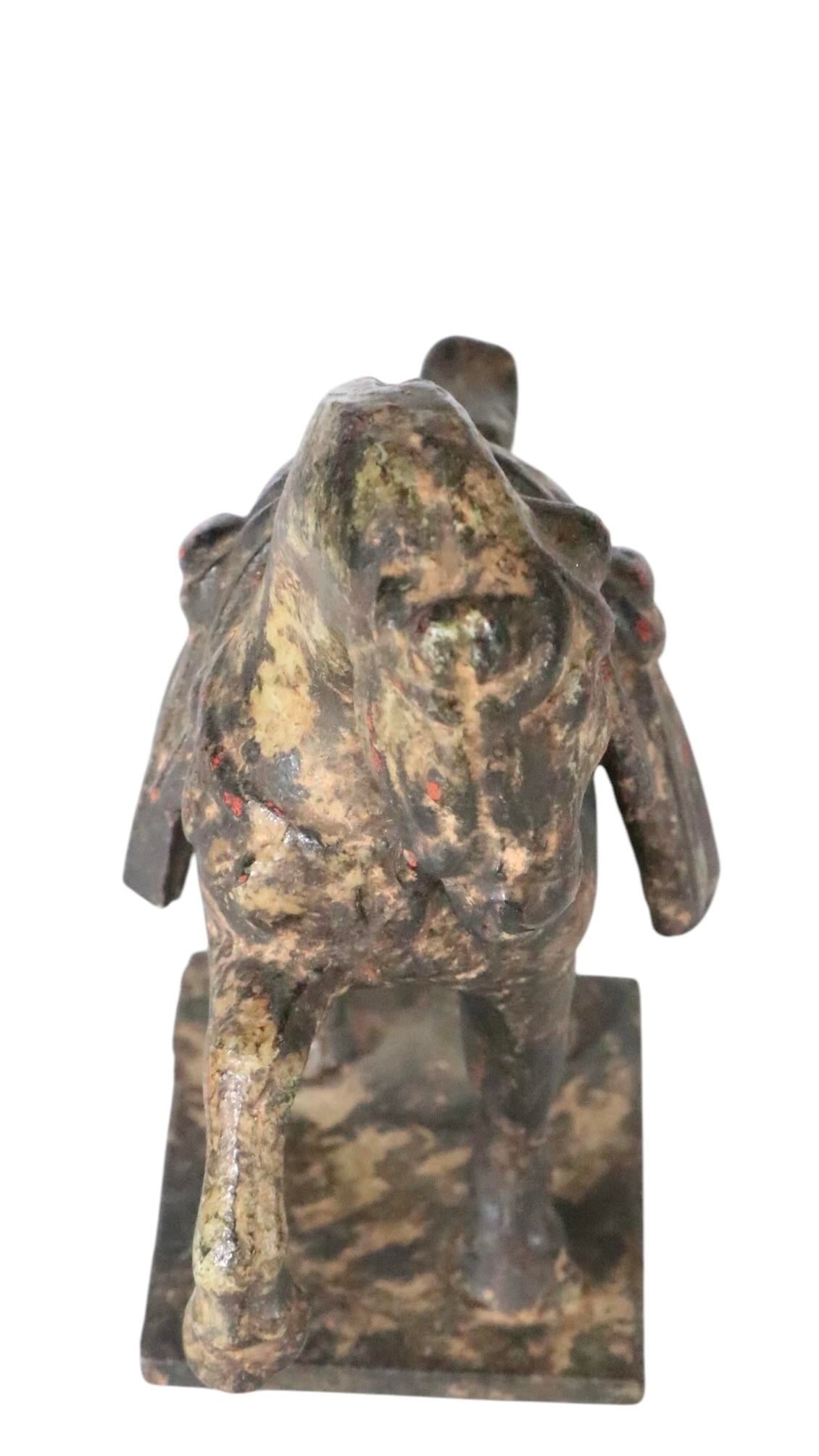 Early 20th Century Cast Iron Tang Dynasty War Horse by Wony Japan - 5