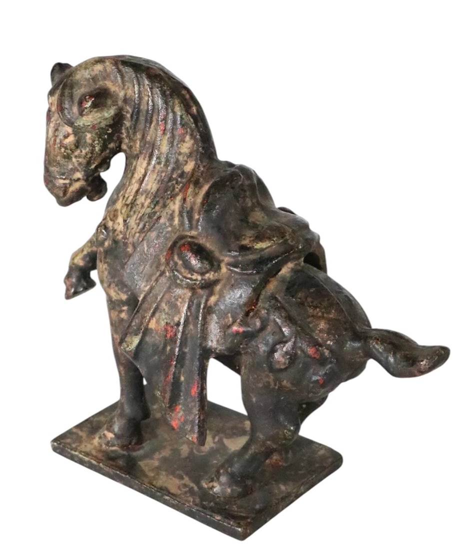 Early 20th Century Cast Iron Tang Dynasty War Horse by Wony Japan - 6