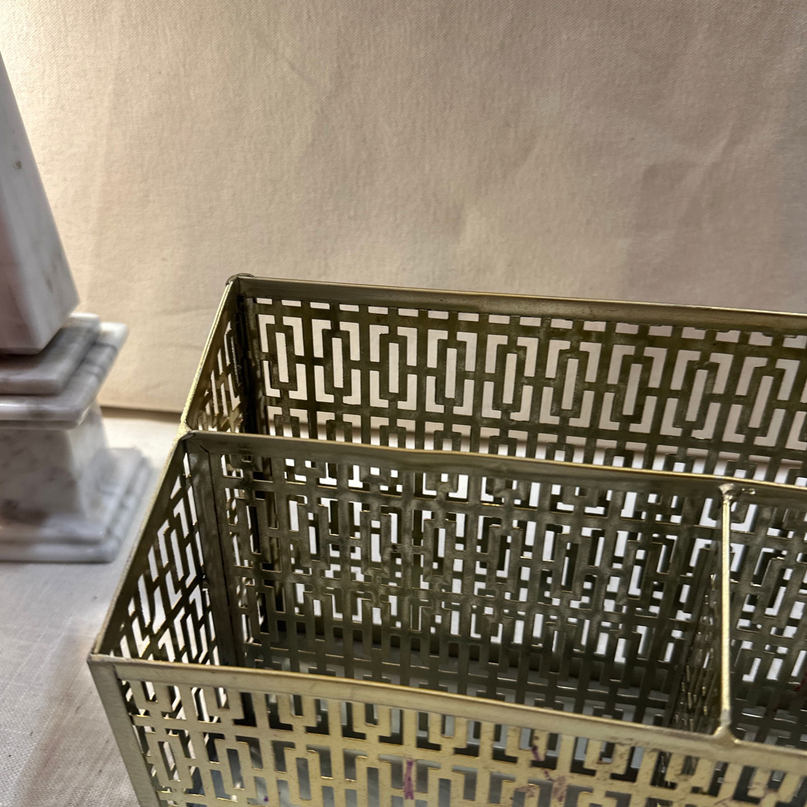 1970s Small Brass Filigree Desk Accessory/Organizer - 2