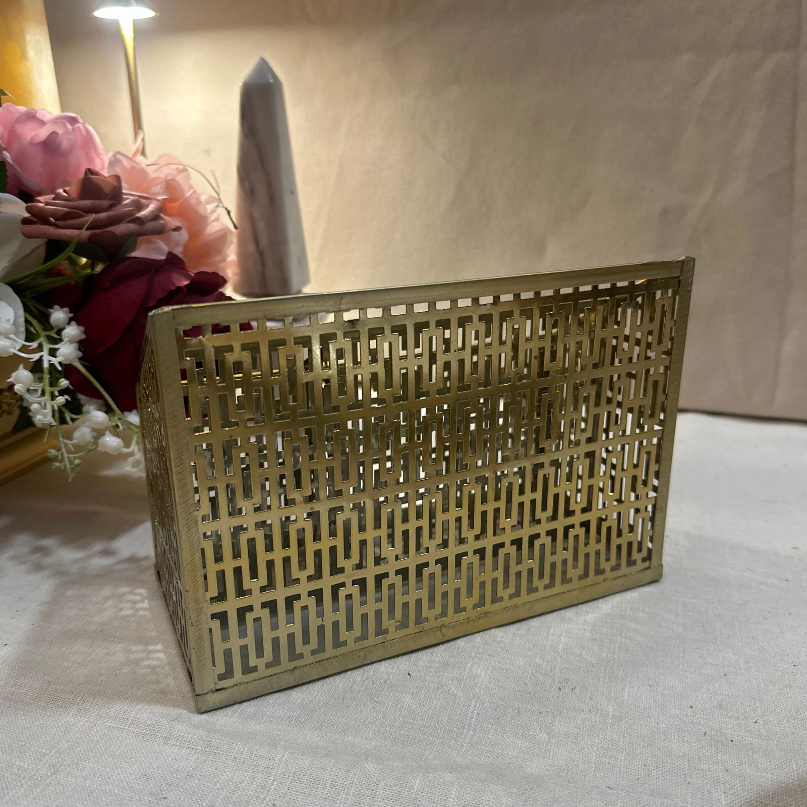 1970s Small Brass Filigree Desk Accessory/Organizer - 7