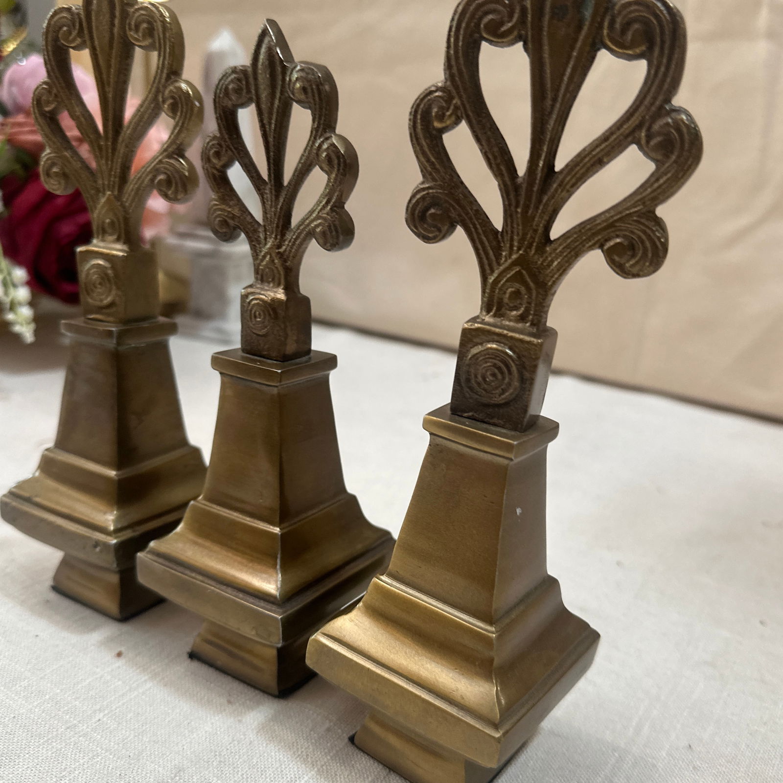 Set of Three 1970s Brass Decorative Finials - 7