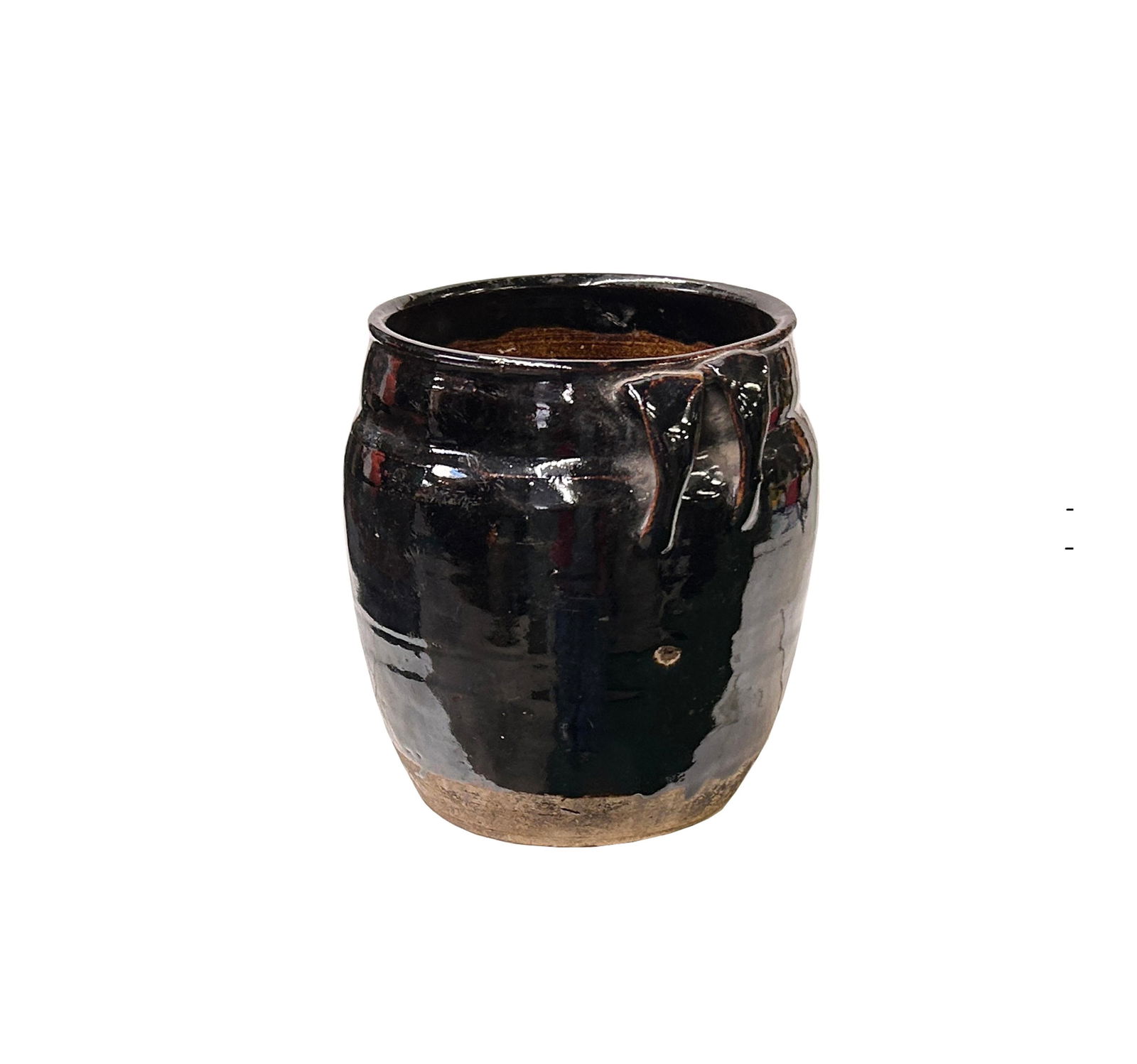 Vintage Earthy Dark Brown Black Village Rural Pottery Ceramic Pot Vase - 4