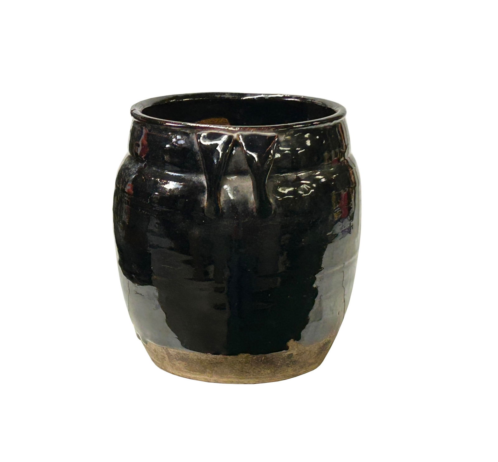 Vintage Earthy Dark Brown Black Village Rural Pottery Ceramic Pot Vase - 5