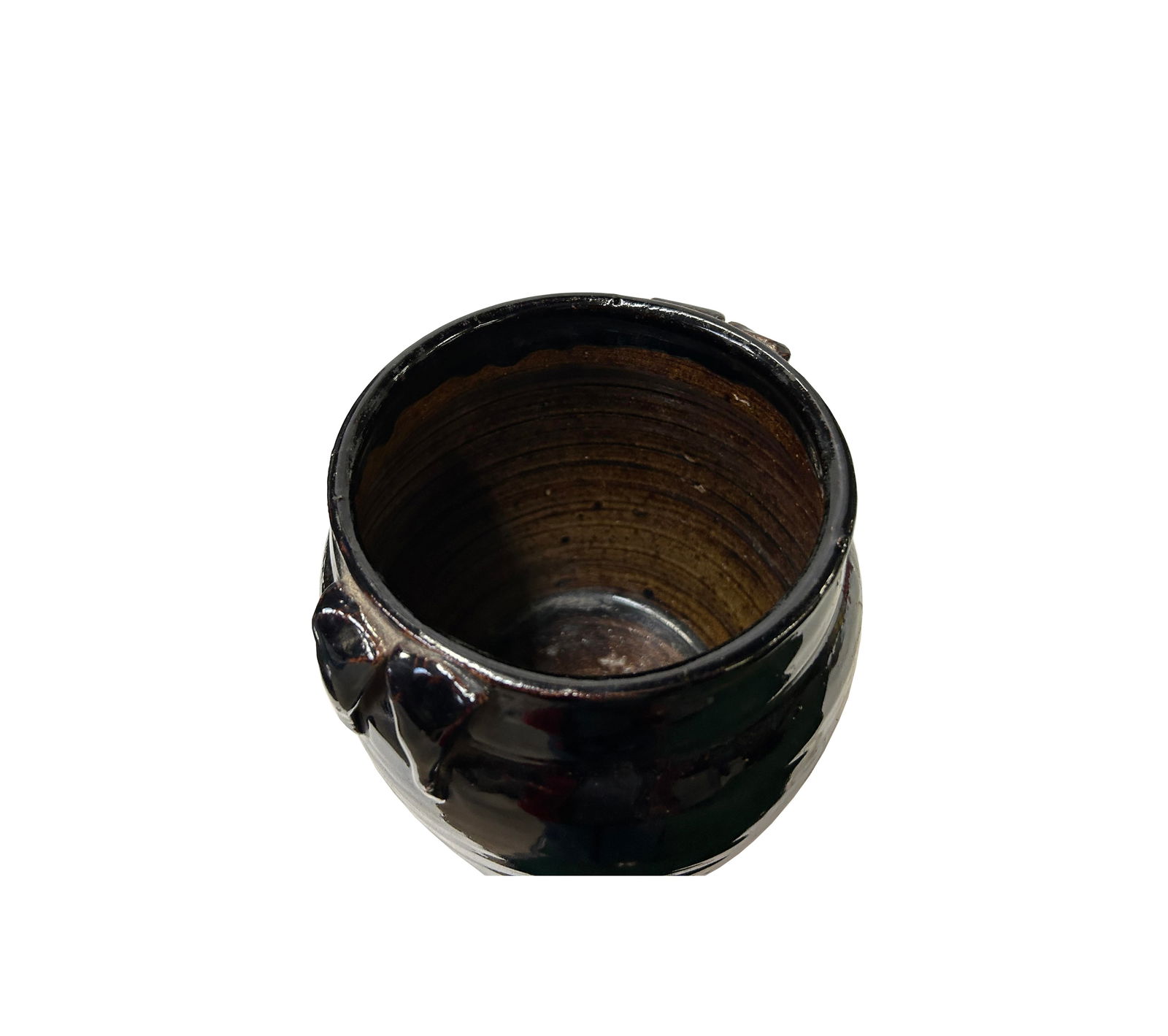 Vintage Earthy Dark Brown Black Village Rural Pottery Ceramic Pot Vase - 6