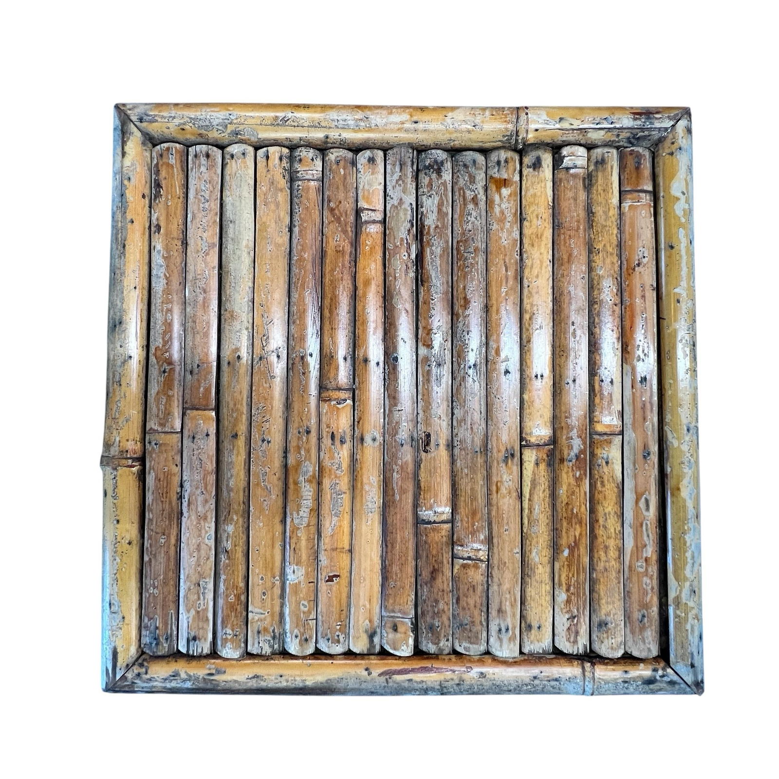 Vintage Bamboo Weather Worn Tall Drink Table - 5