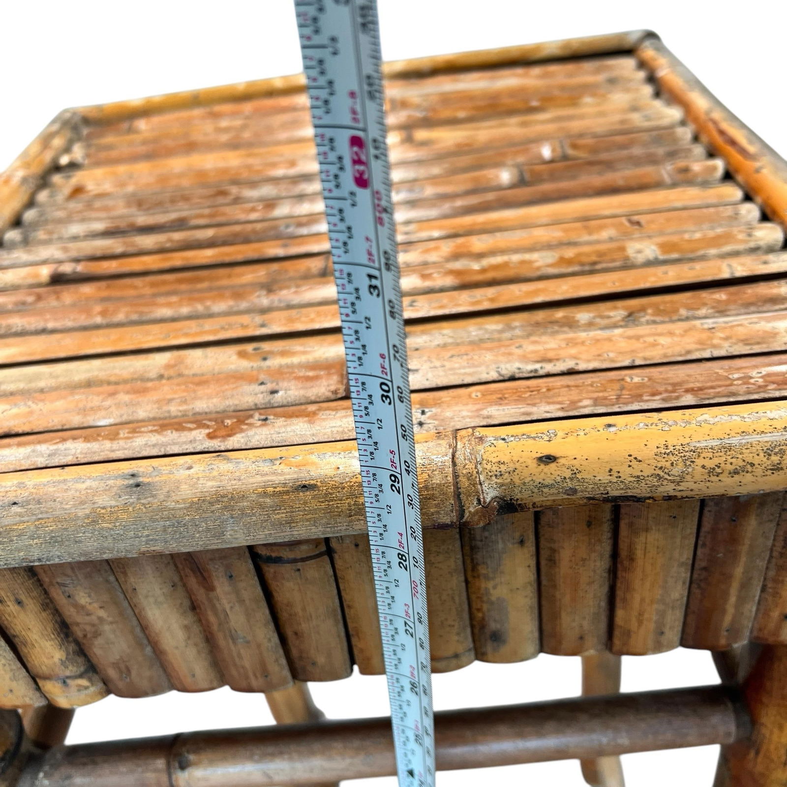 Vintage Bamboo Weather Worn Tall Drink Table - 7