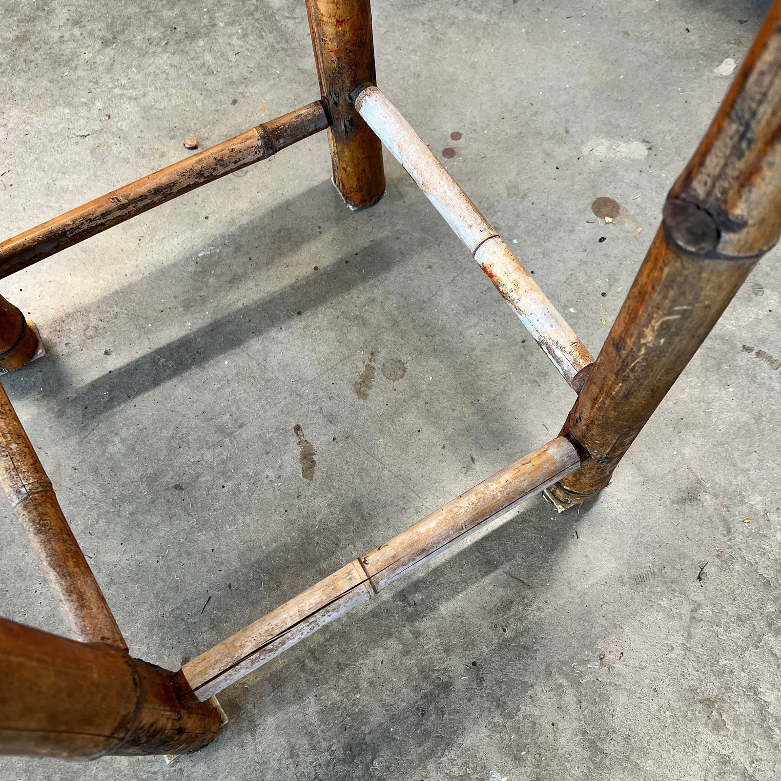 Vintage Bamboo Weather Worn Tall Drink Table - 8