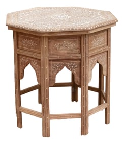 Fine Inlay Geometric Mandala Side Table