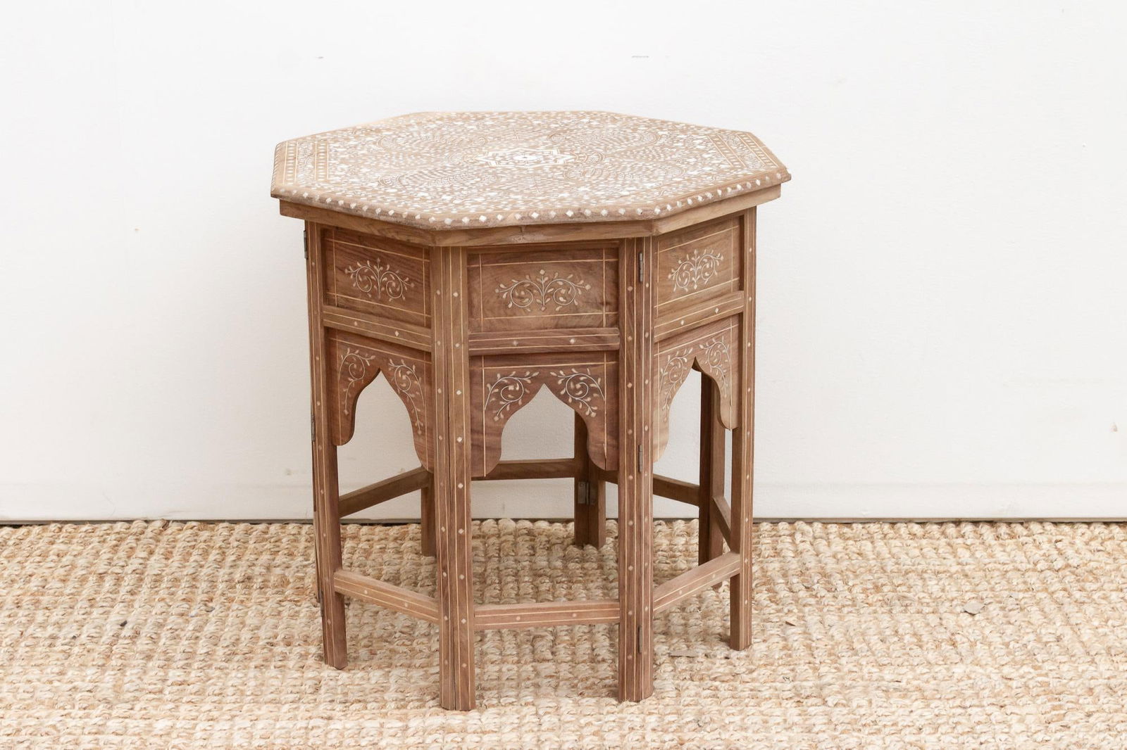 Fine Inlay Geometric Mandala Side Table - 3