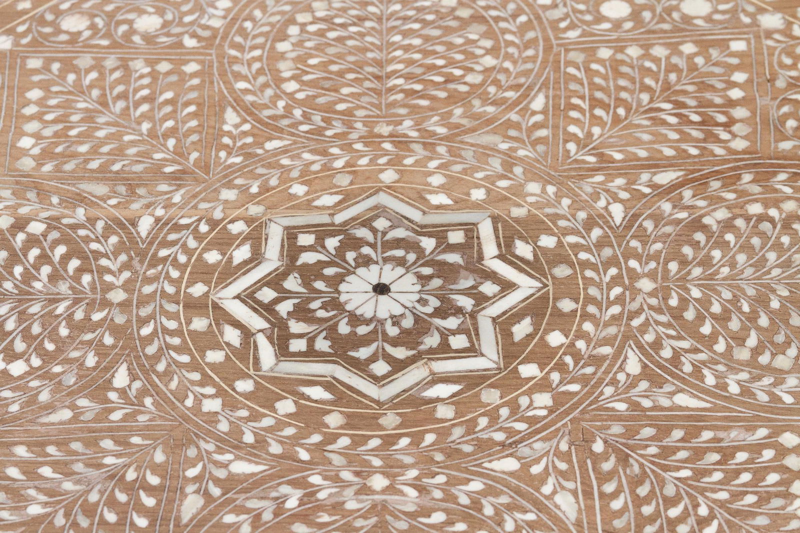 Fine Inlay Geometric Mandala Side Table - 7