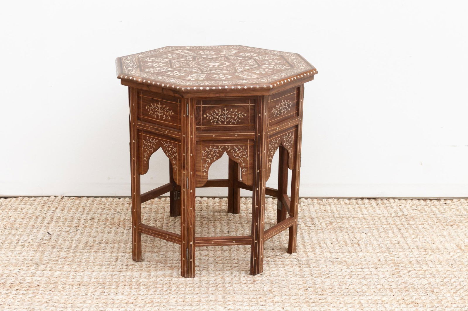 Dark Walnut Eight-Point Star Inlay End Table - 3
