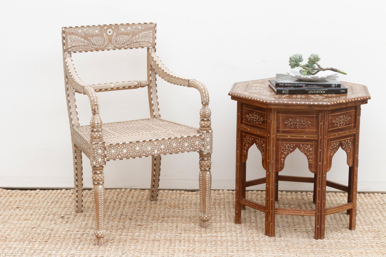 Royal Anglo-Indian Peacock Inlay Armchair - 11