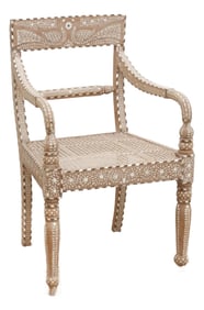 Royal Anglo-Indian Peacock Inlay Armchair