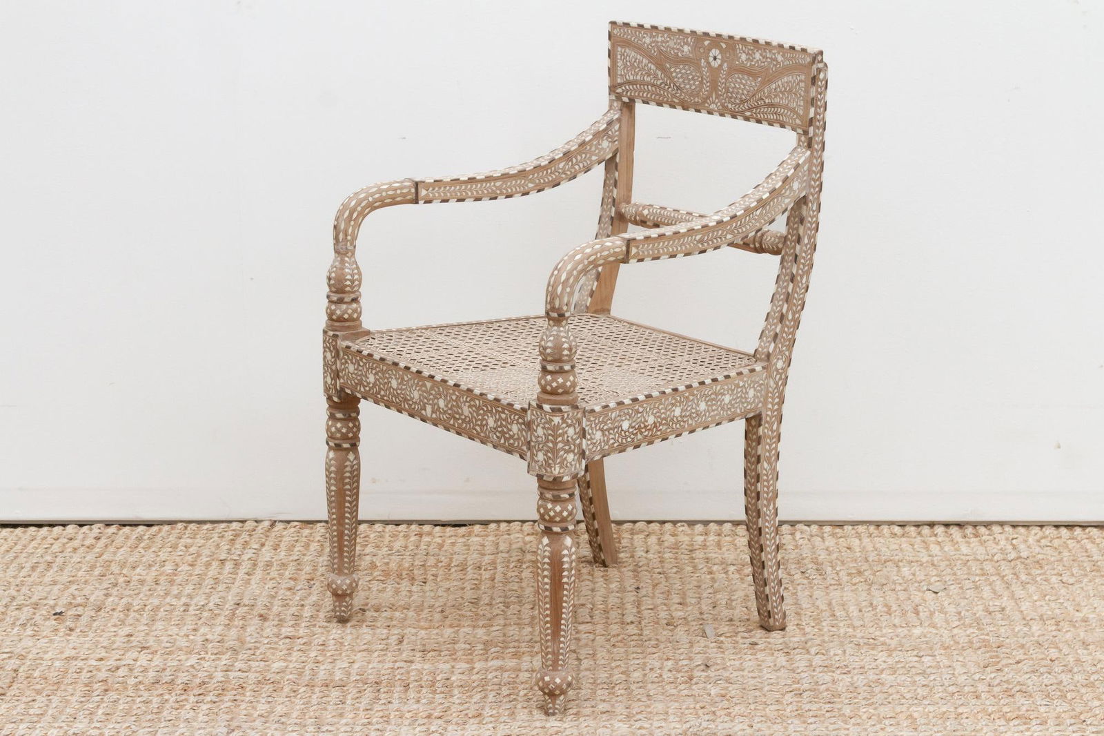 Royal Anglo-Indian Peacock Inlay Armchair - 5