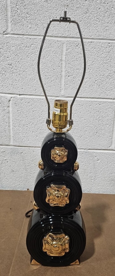 Pair of Mid 20th Century Hollywood Regency Style Black Rounded Lamps - 3