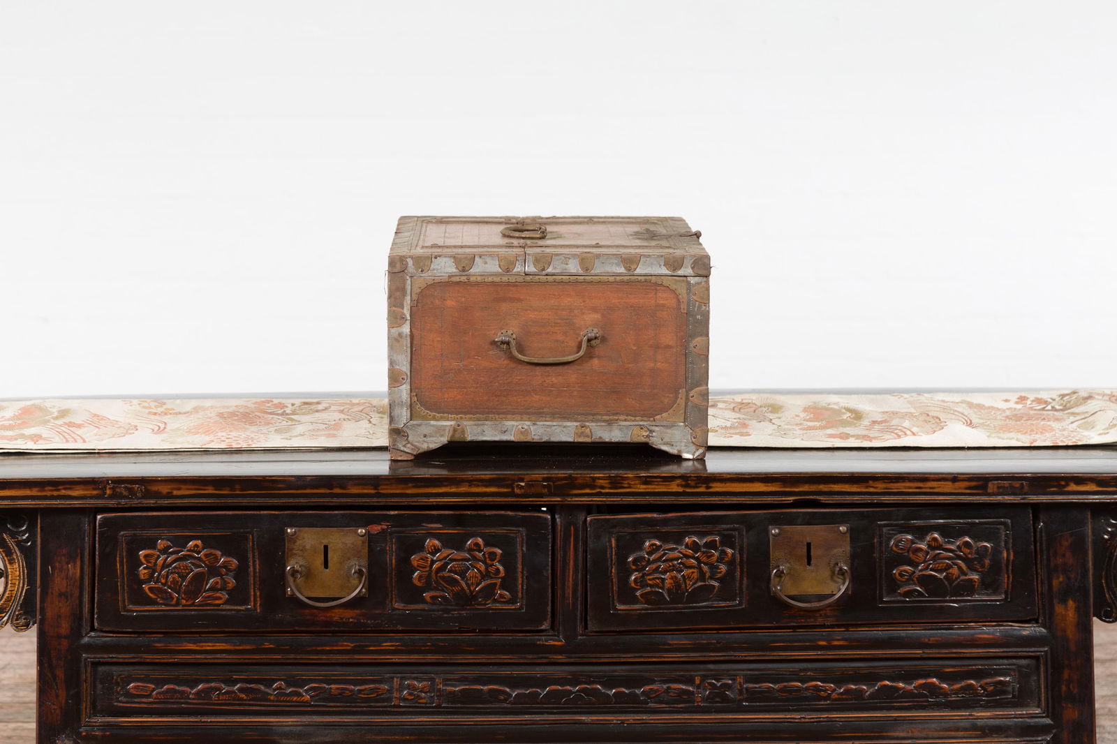 19th Century Indian Wooden Box with Brass Details and Distressed Patina - 10