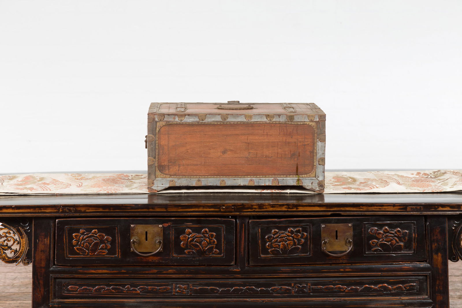 19th Century Indian Wooden Box with Brass Details and Distressed Patina - 11