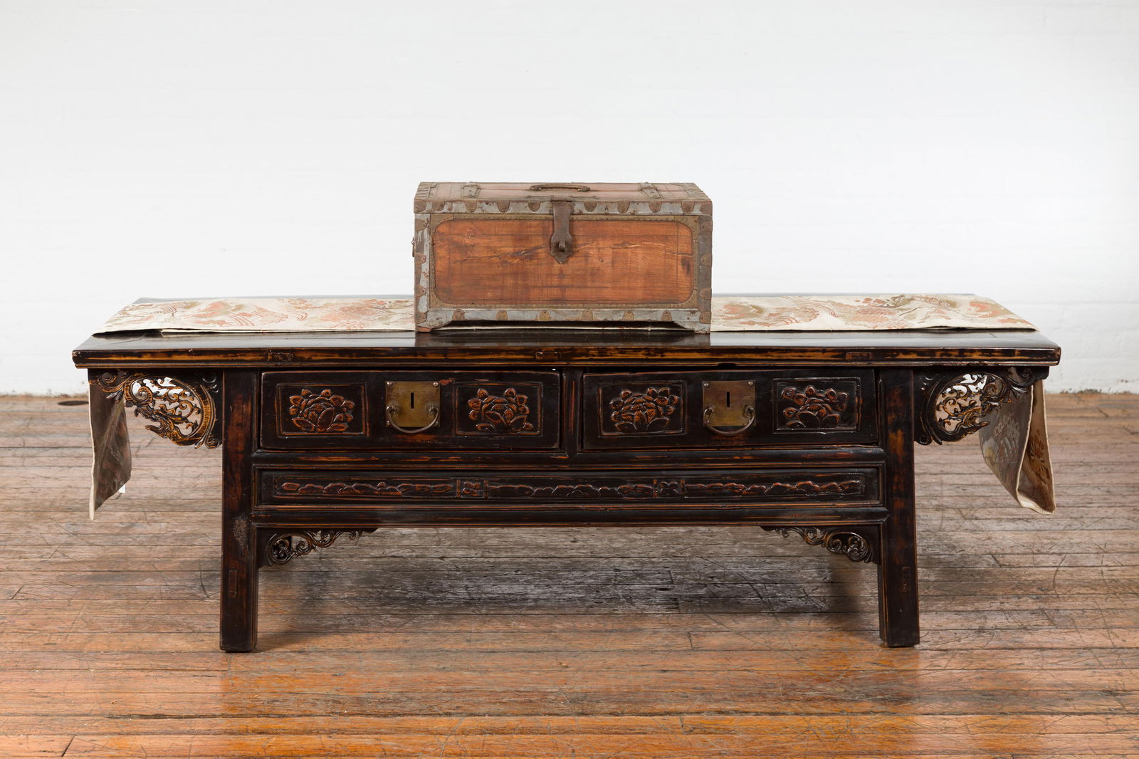 19th Century Indian Wooden Box with Brass Details and Distressed Patina - 5