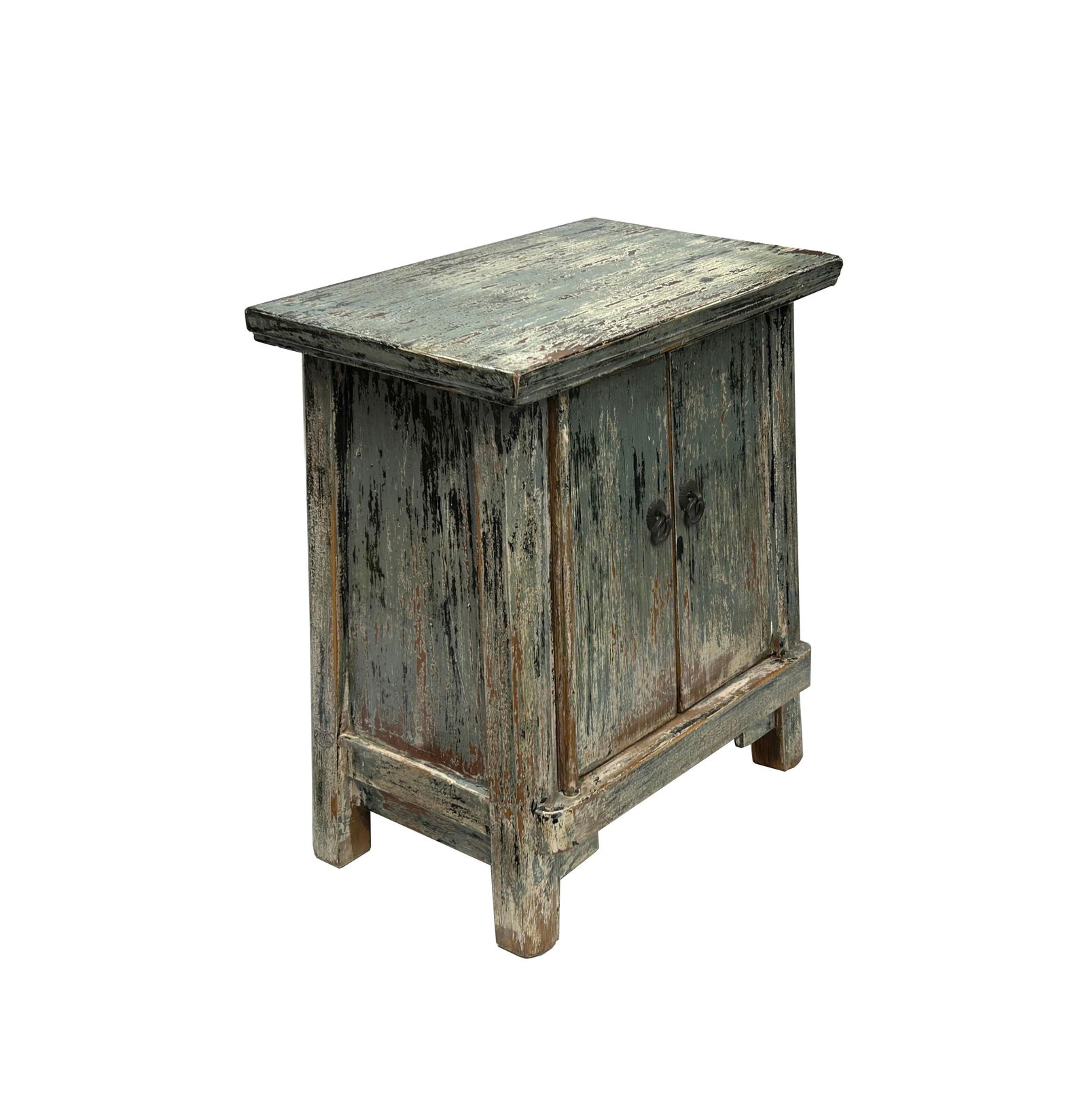16.25" Distressed Blue Gray 2 Doors End Table Nightstand Chest - 2
