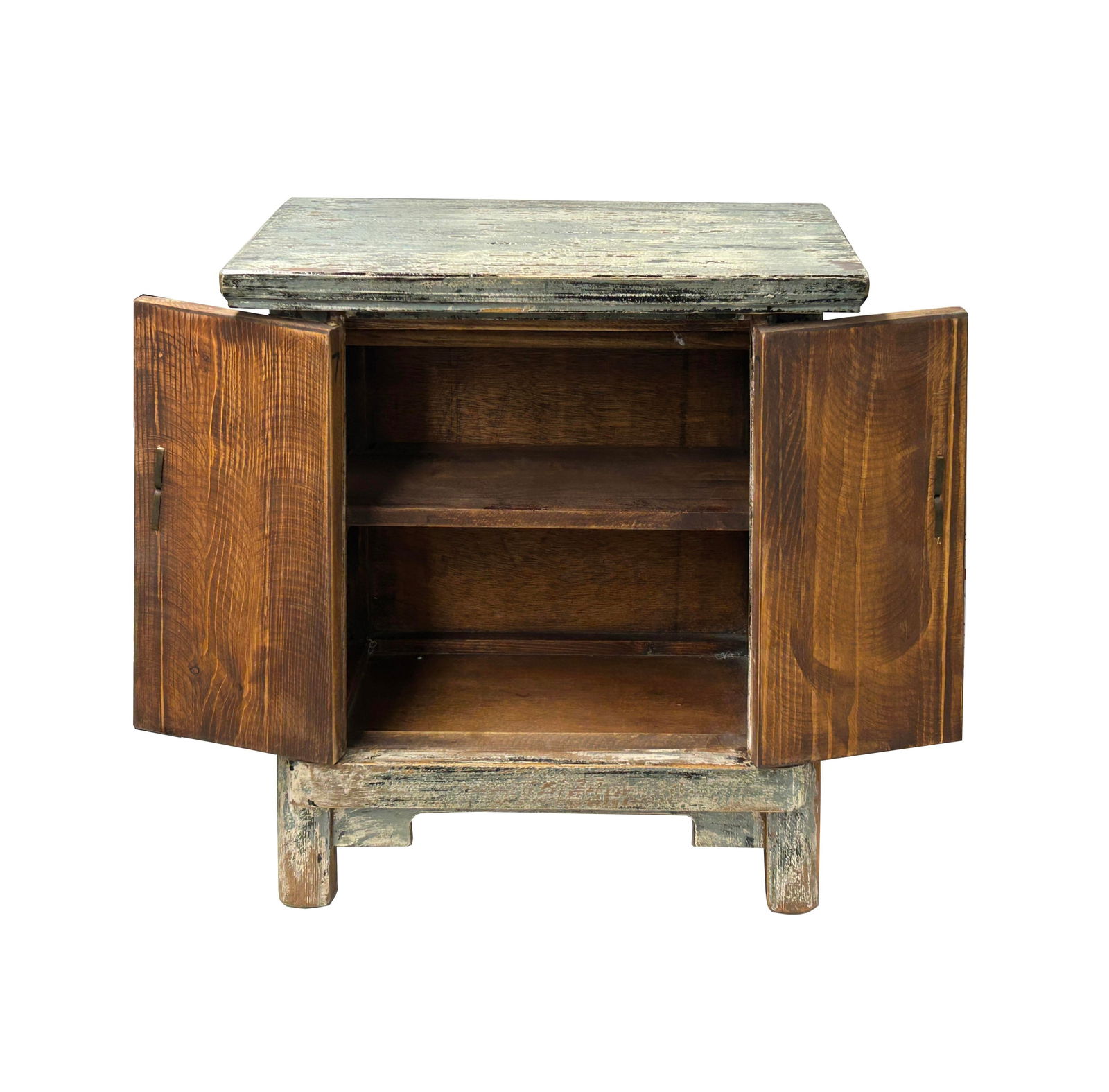 16.25" Distressed Blue Gray 2 Doors End Table Nightstand Chest - 4