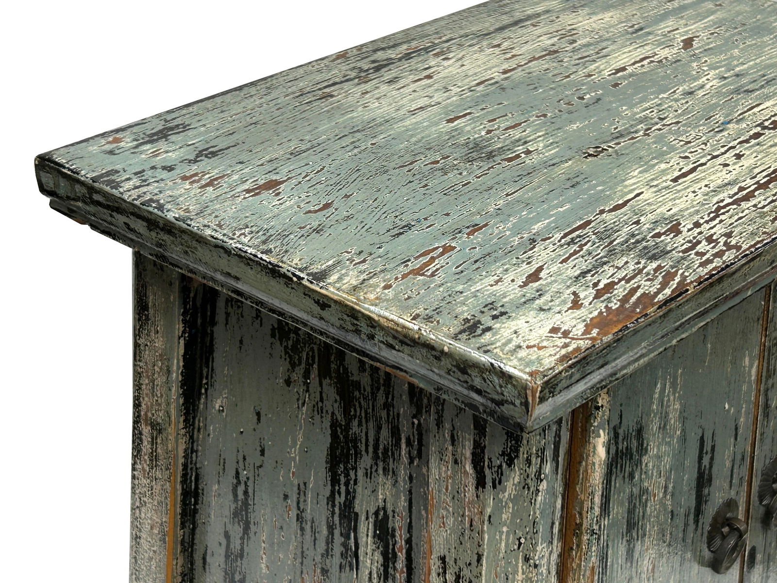 16.25" Distressed Blue Gray 2 Doors End Table Nightstand Chest - 6