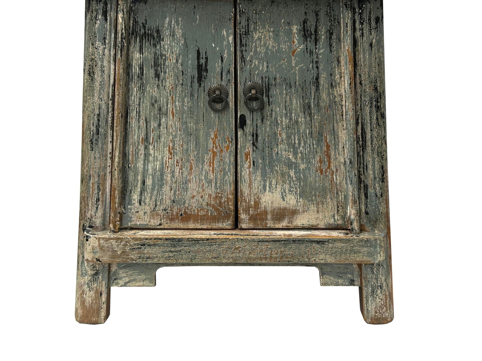 16.25" Distressed Blue Gray 2 Doors End Table Nightstand Chest - 8