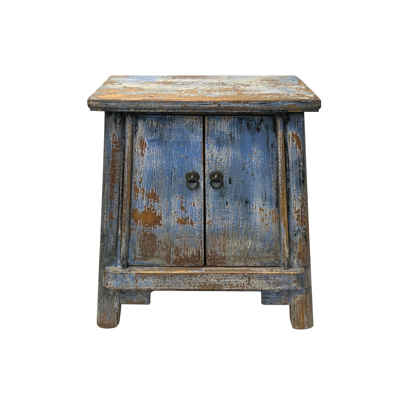 16.25" Distressed Bright Blue 2 Doors End Table Nightstand Chest - 3