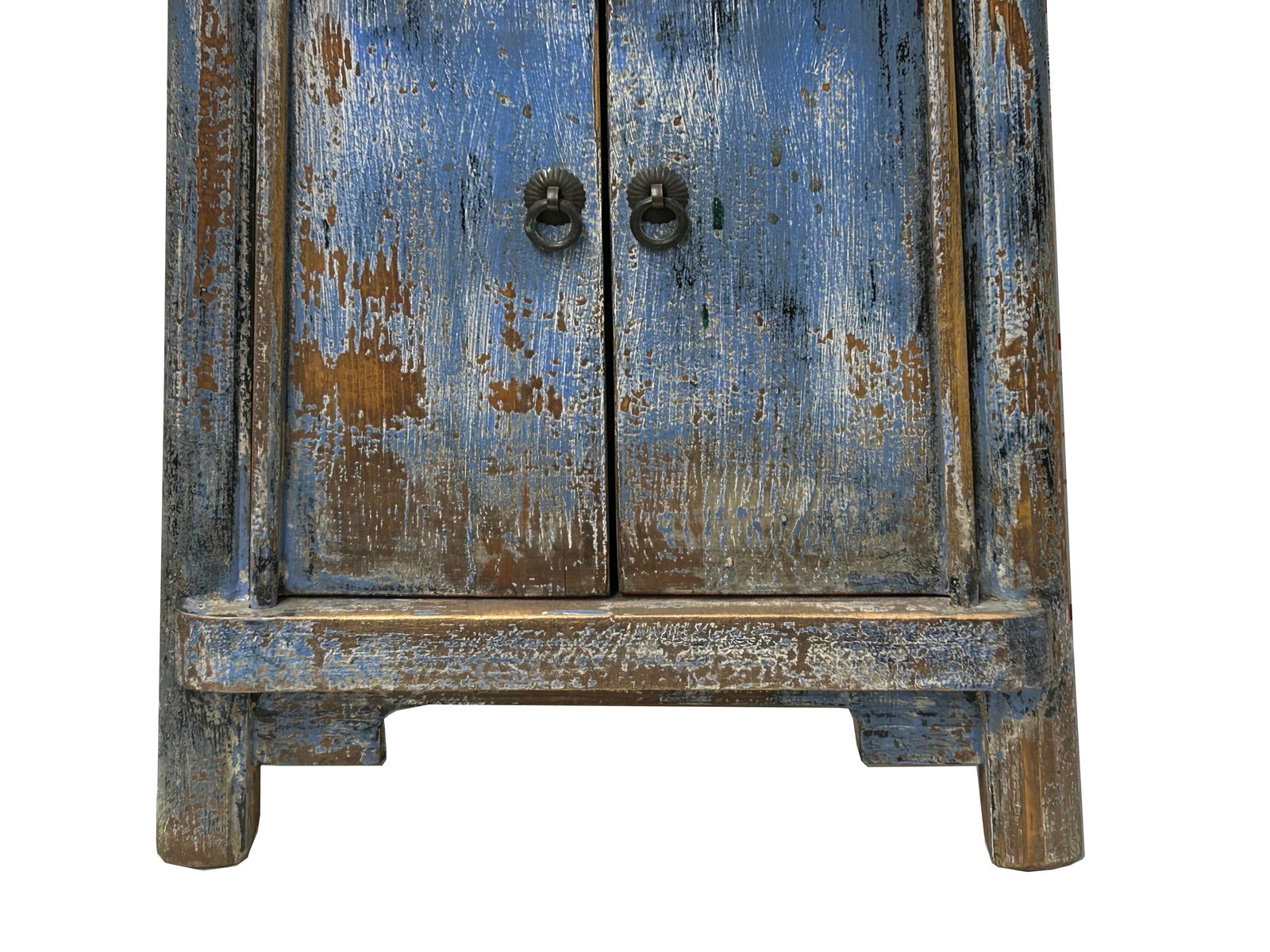 16.25" Distressed Bright Blue 2 Doors End Table Nightstand Chest - 5