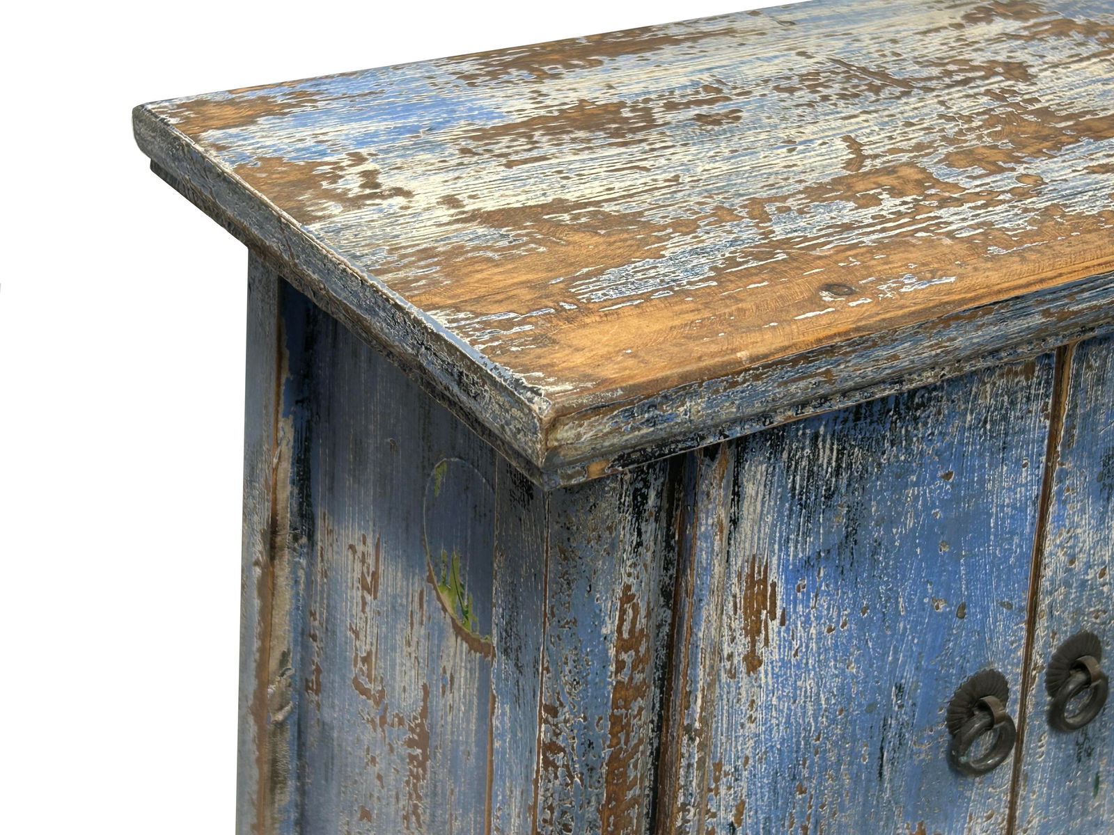 16.25" Distressed Bright Blue 2 Doors End Table Nightstand Chest - 6