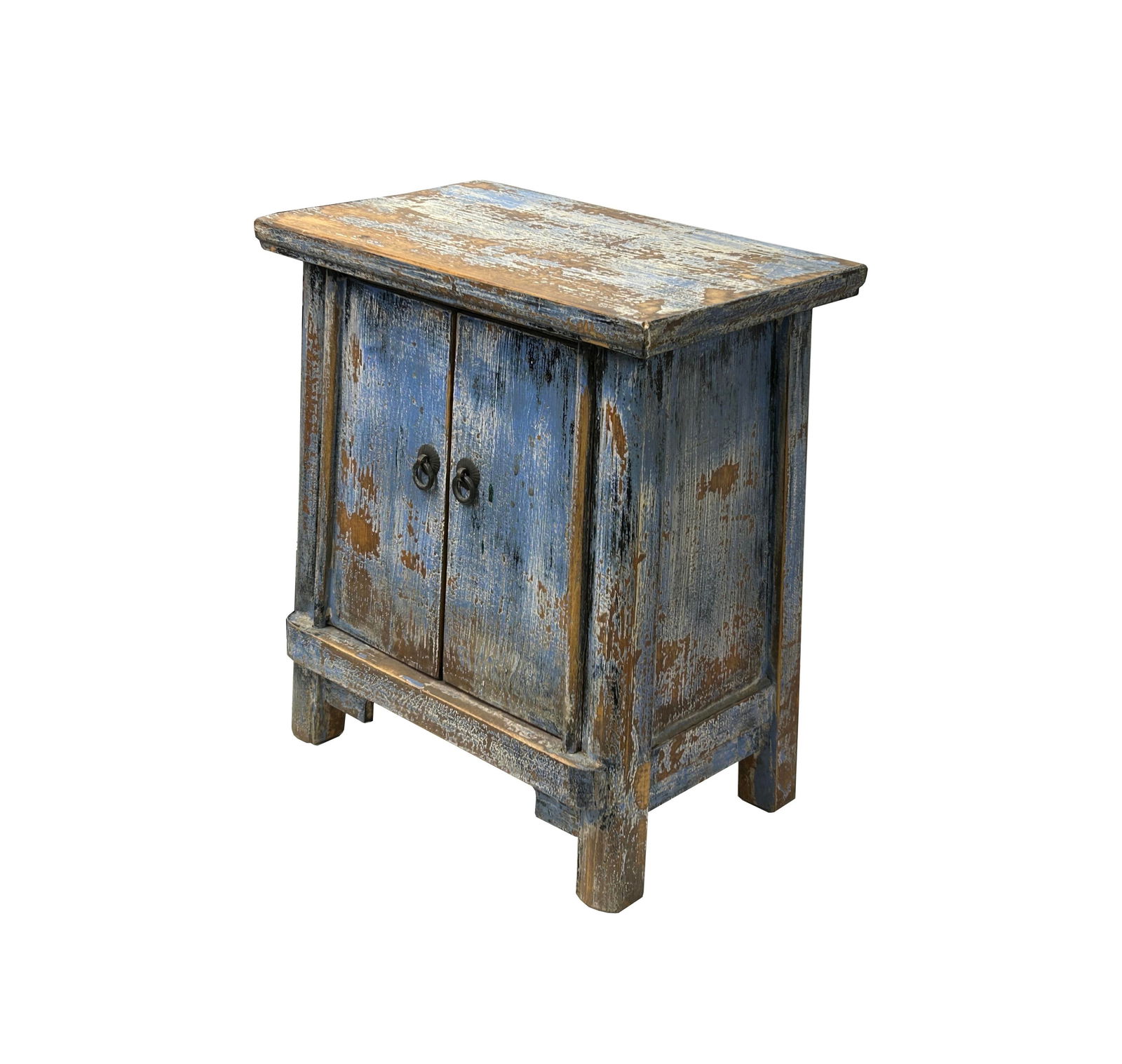 16.25" Distressed Bright Blue 2 Doors End Table Nightstand Chest - 7