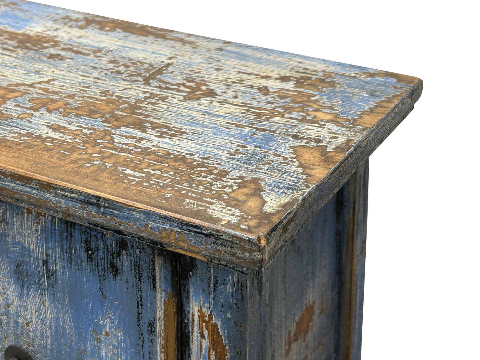 16.25" Distressed Bright Blue 2 Doors End Table Nightstand Chest - 8