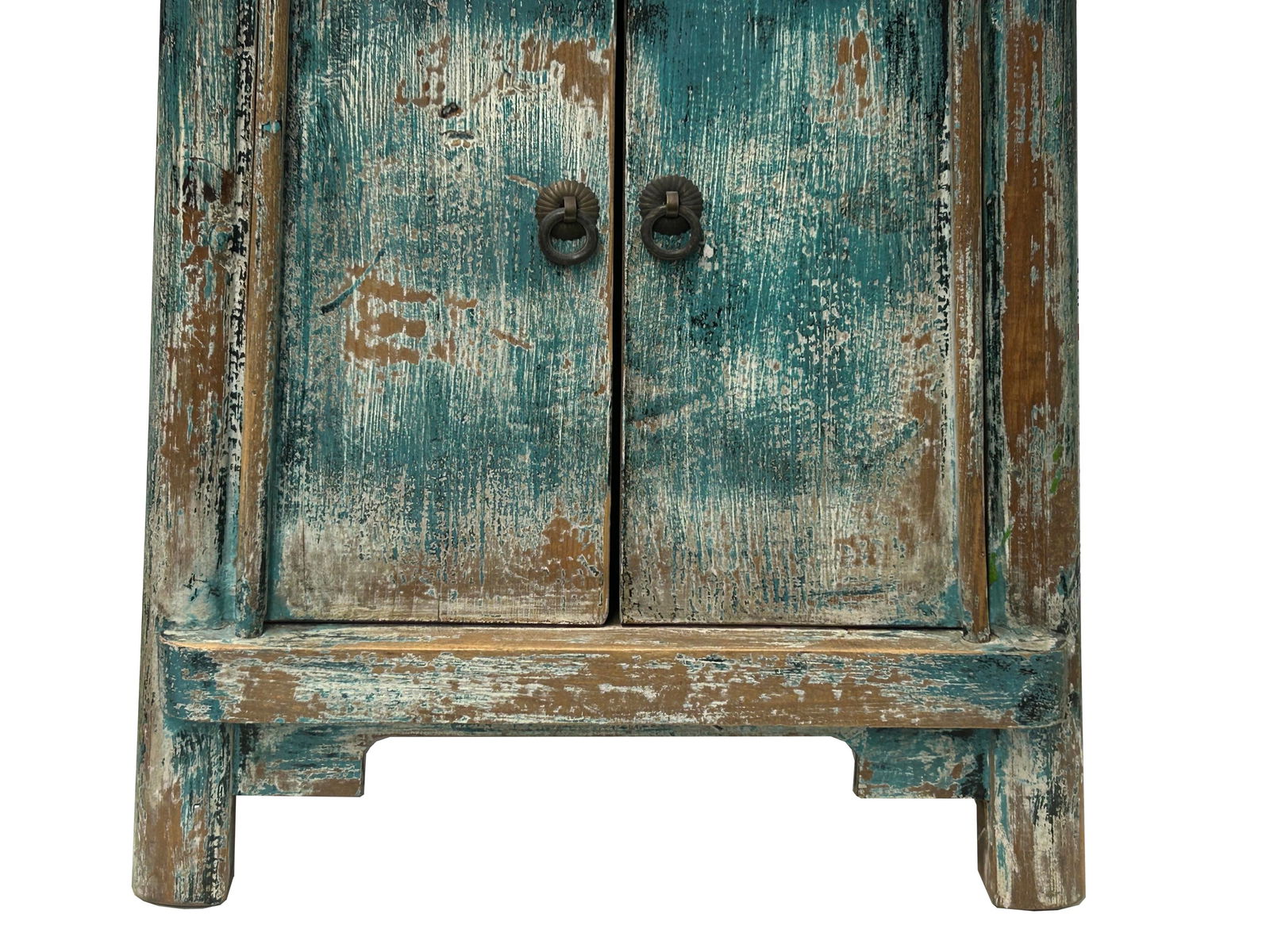 16.25" Distressed Teal Blue 2 Doors End Table Nightstand Chest - 8
