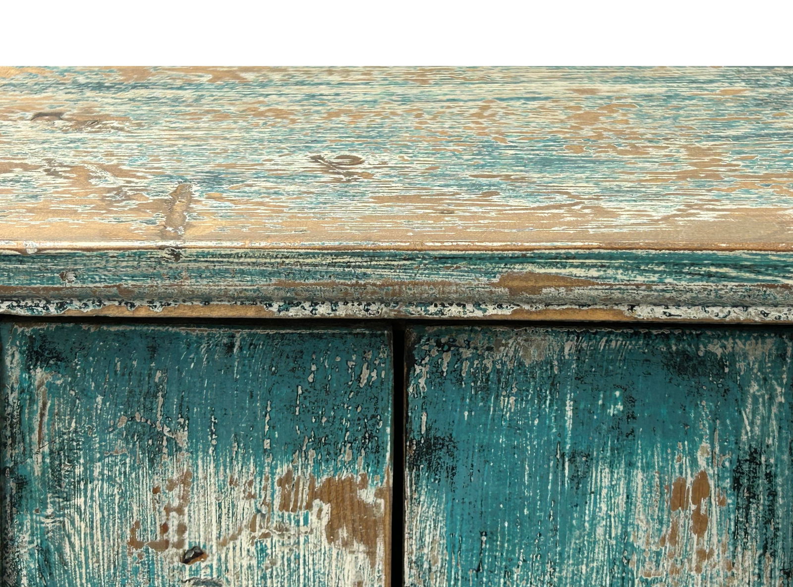 16.25" Distressed Teal Blue 2 Doors End Table Nightstand Chest - 9