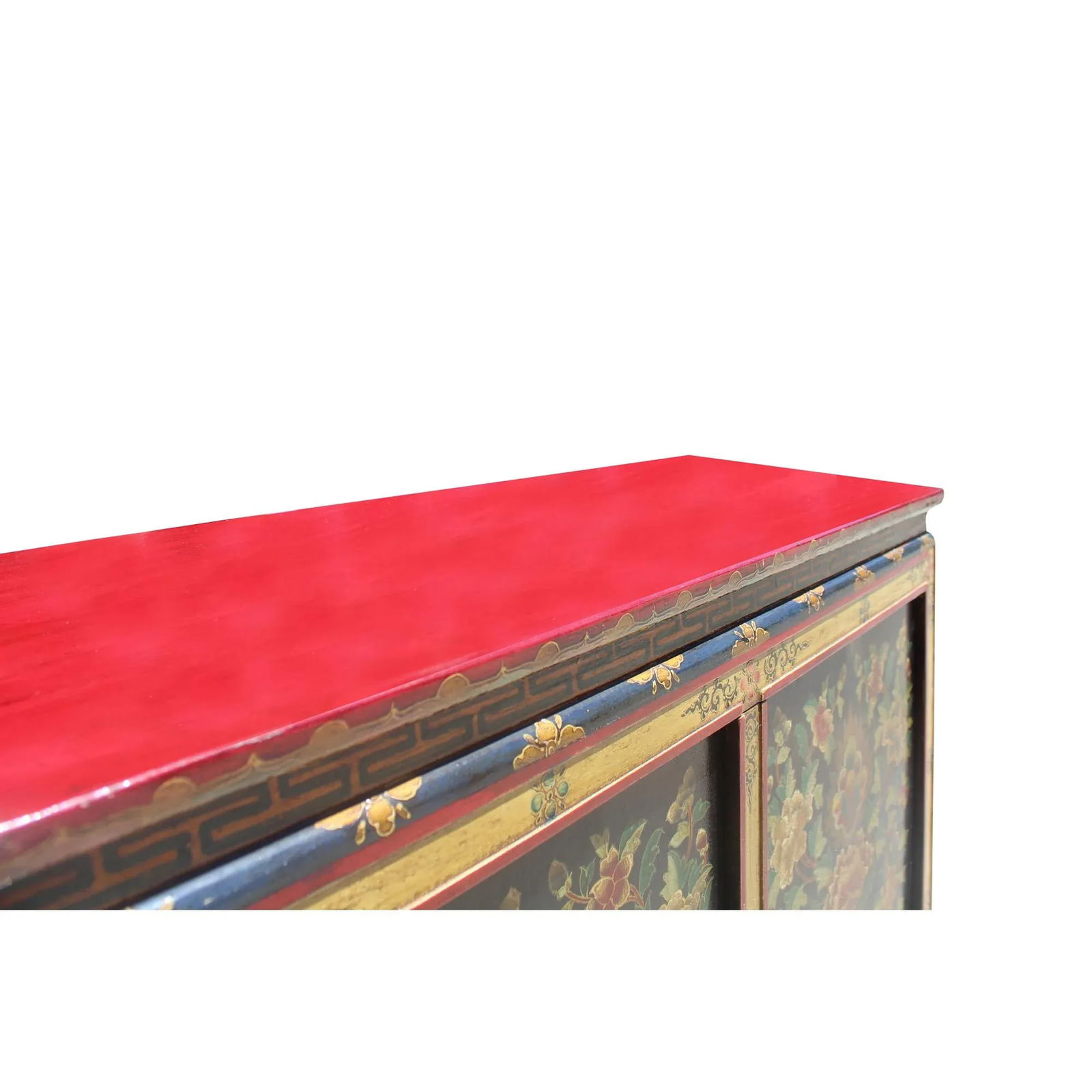 Chinese Tibetan Treasure Color Flower Graphic Storage Cabinet - 5