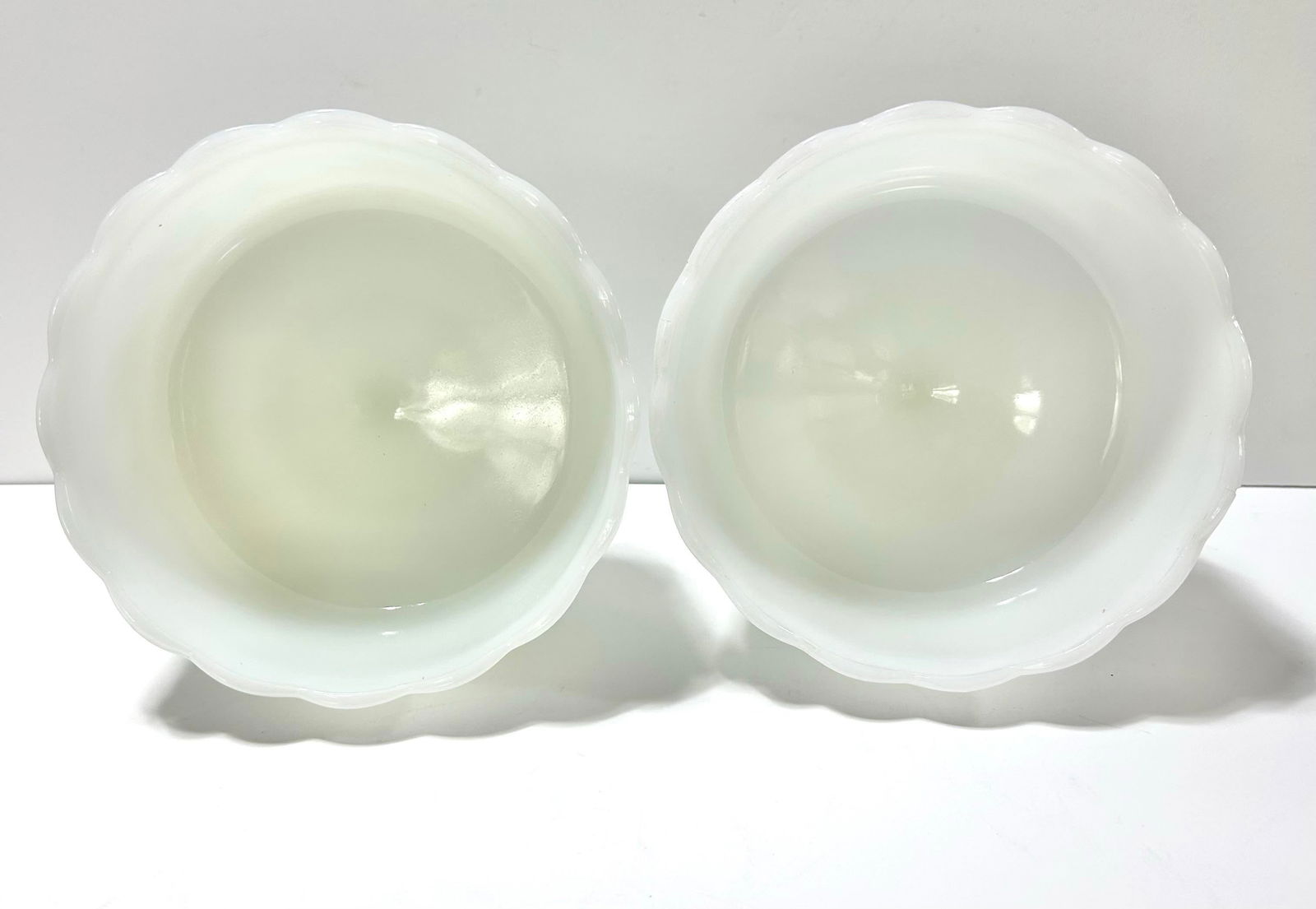 1940s Matching Milk Glass Compotes Fruit Bowls - A Pair - 7
