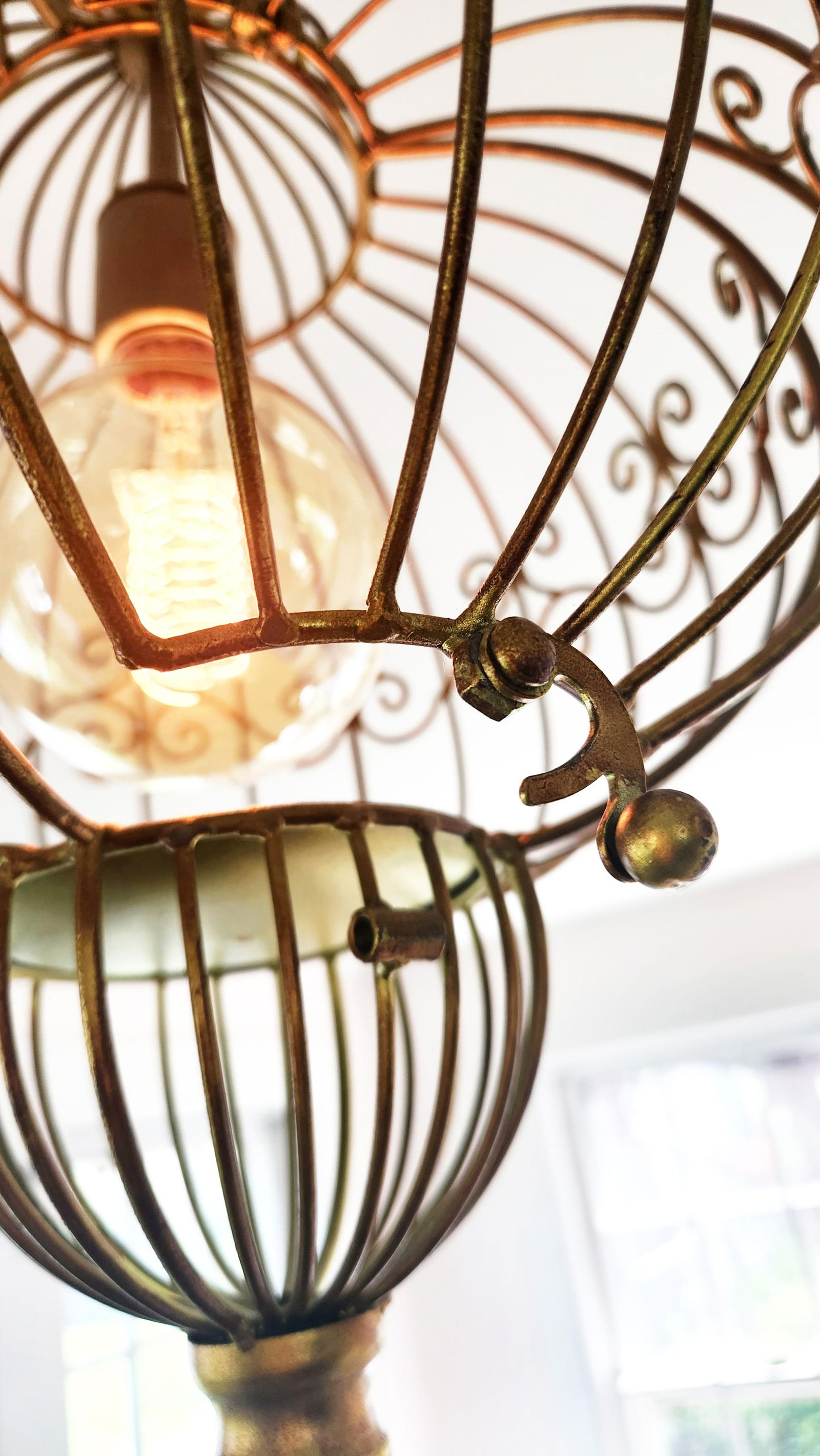 Vintage Bird Cage Light Fixture Ceiling Pendant - 6